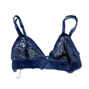 Victorias Secret Unlined Sexy Sheer Leopard Lace Wireless Bralette Blue XL
